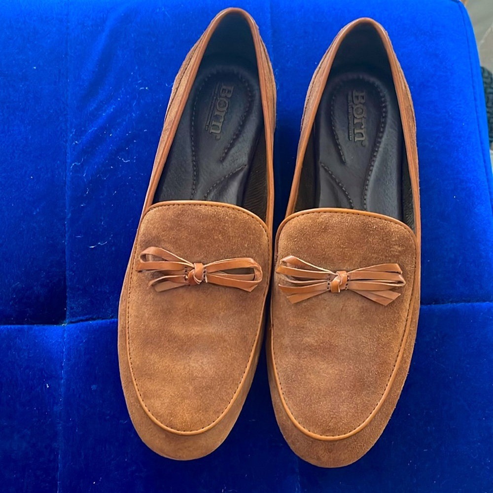Brown suede loafers size 10